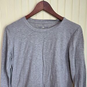 Sanibel Scrubs Shirt Womens XL Gray Crew Neck Long Sleeve Stretch Jersey Top